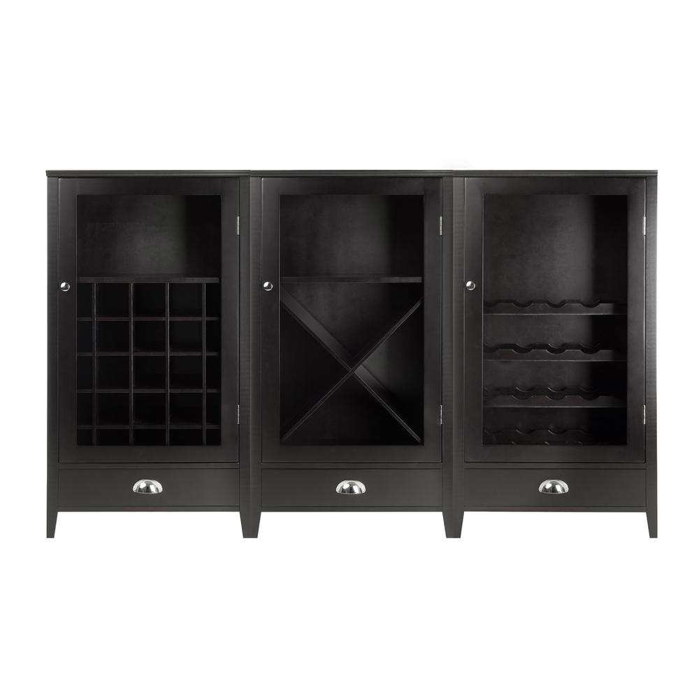 This is the image of Bordeaux 3-Piece Modular Wine Cabinet Set with Tempered Glass Doors