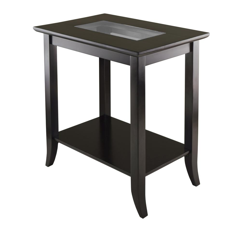 Image of Genoa Rectangular End Table With Glass Top And Shelf