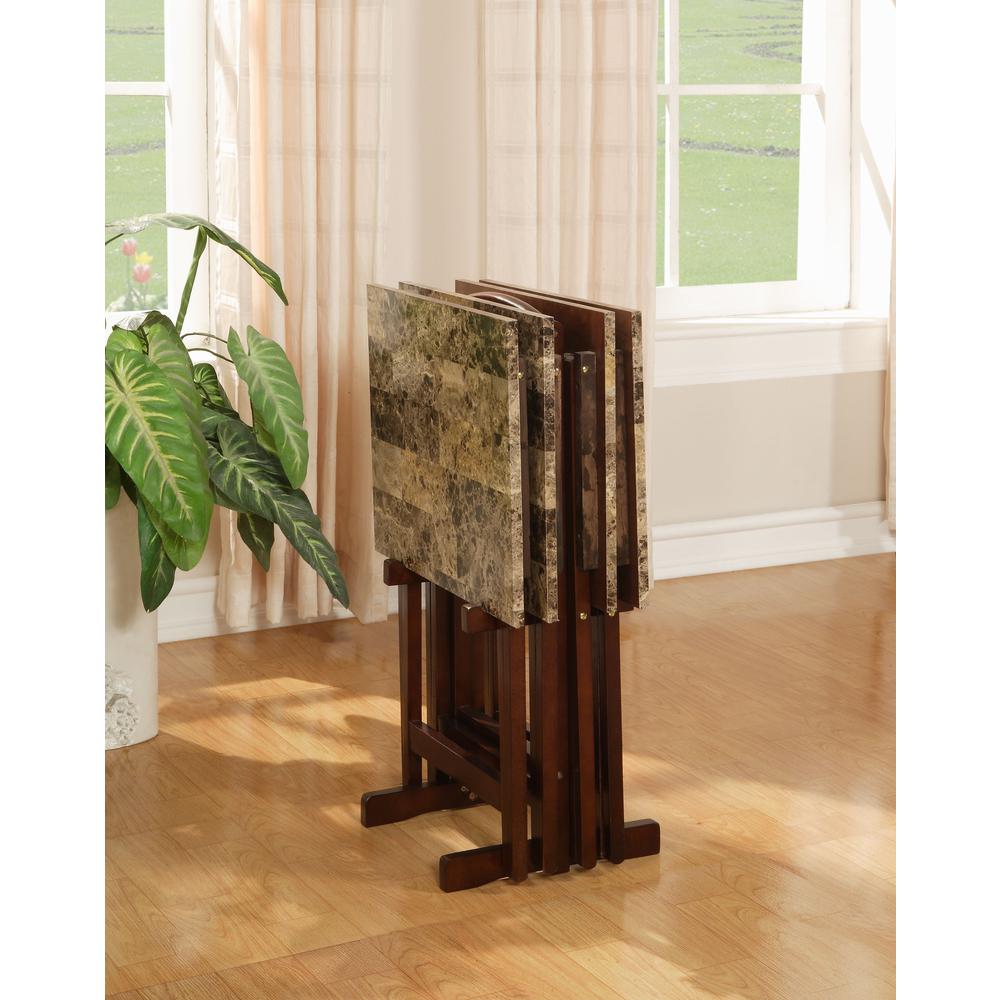 Image of Tray Table Set Faux Marble -Brown