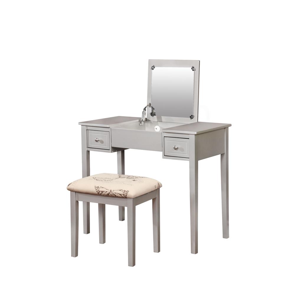 Image of Silver Butterfly Vanity And Stool