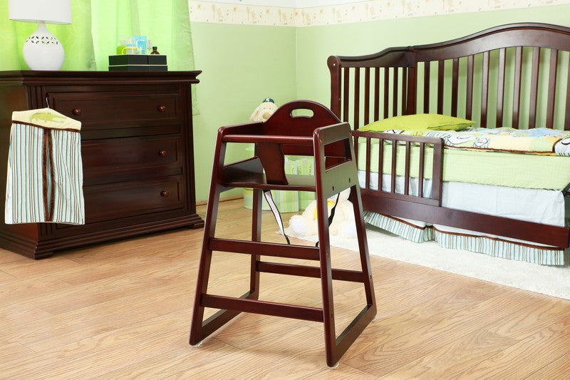 Cherry Solid Wood Stackable High Chair
