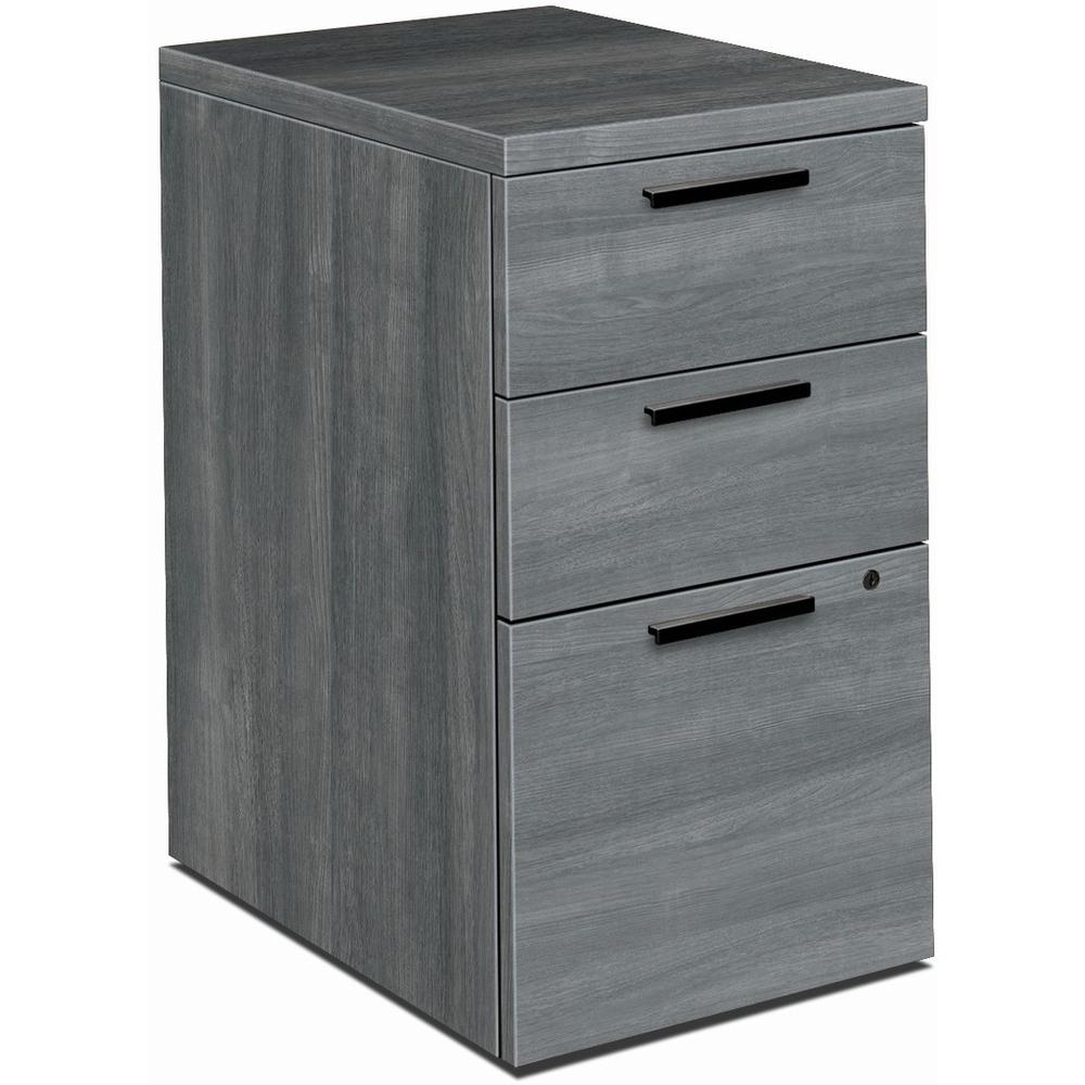 This is the image of HON 10500 H105102 Pedestal - 15.8" x 22.8" x 28" - 3 x Box, File Drawers - Sterling Ash Finish