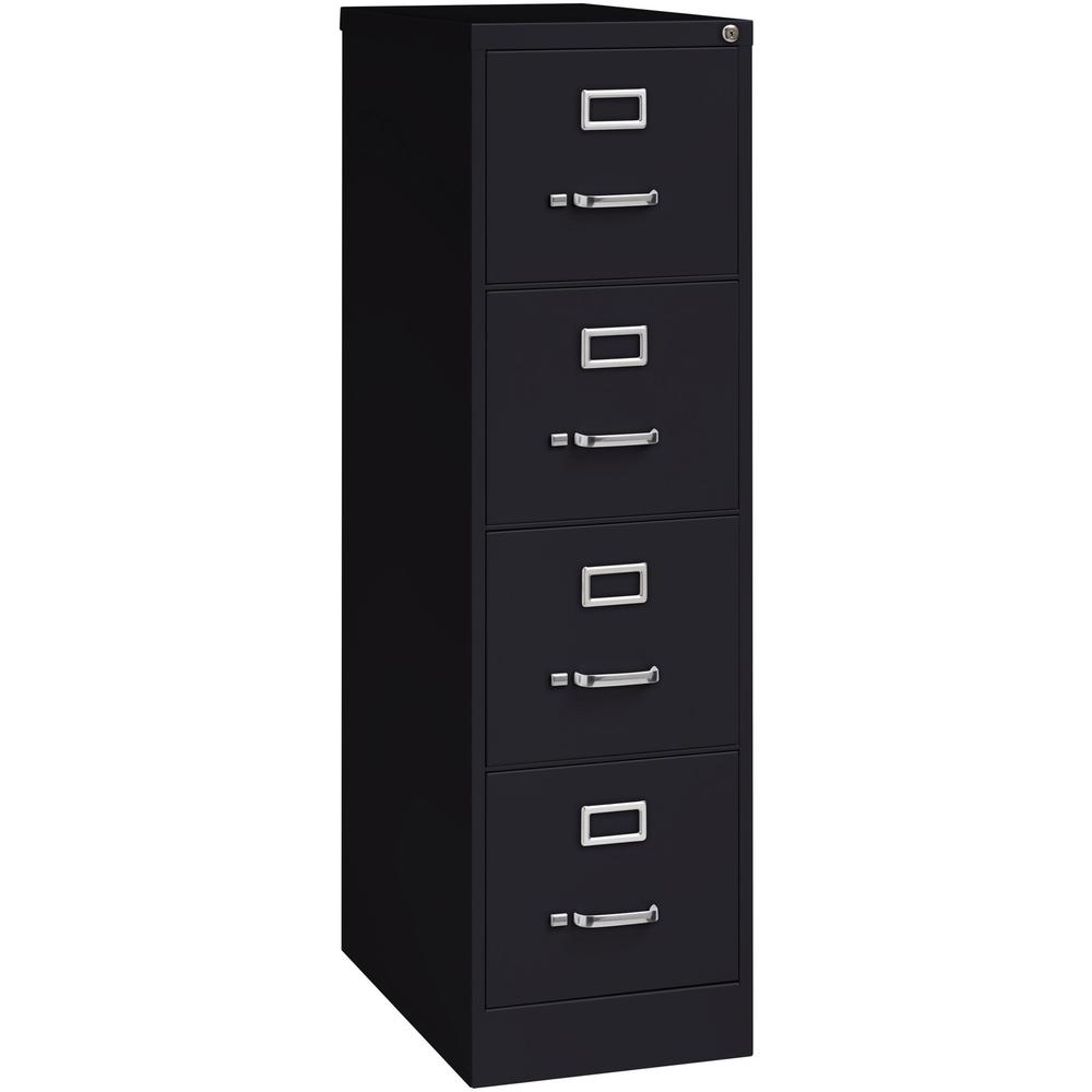 Lorell Vertical File - 4-Drawer - 15" x 25" x 52" - Letter - Black - Steel - Recycled