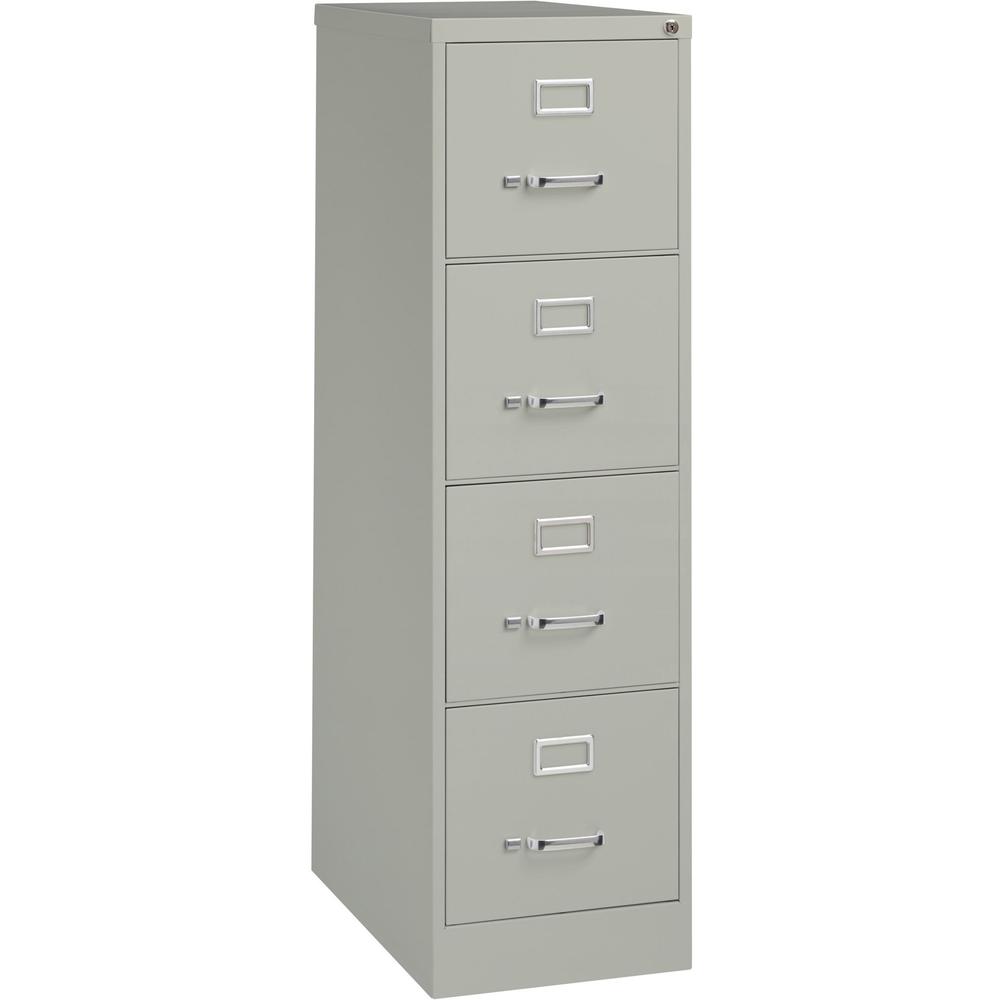 Lorell Vertical File - 4-Drawer - 15" x 25" x 52" - Letter - Security Lock - Light Gray - Steel - Recycled