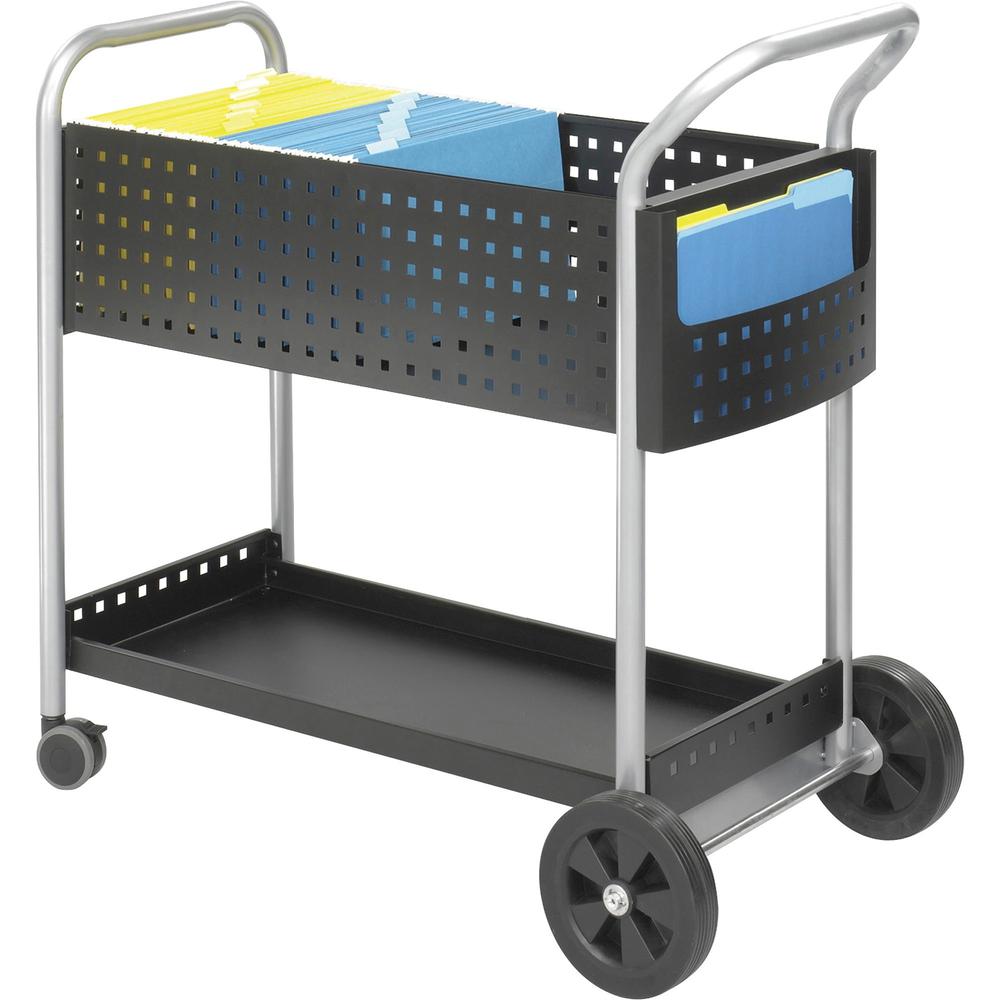 Safco Scoot Mail Cart - Steel - Black - 1 Each