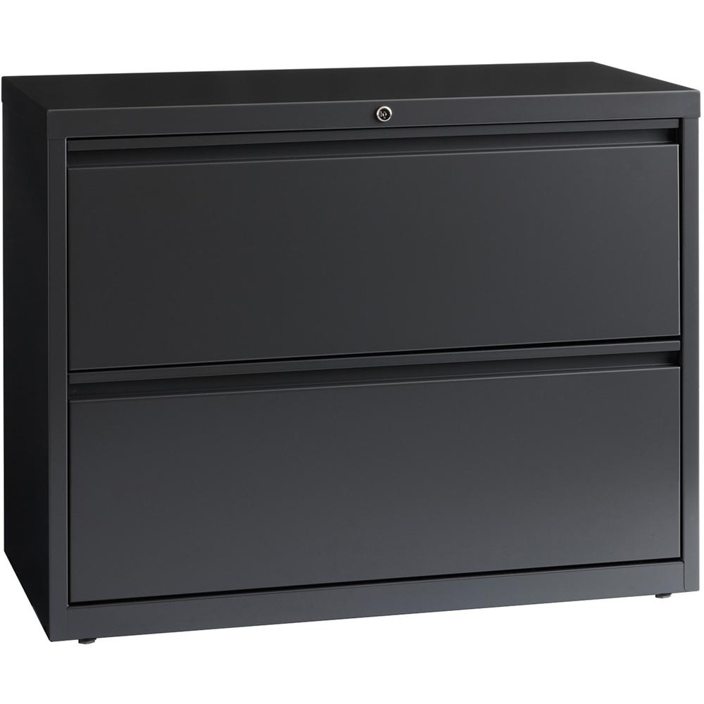 Lorell 2-Drawer Lateral File Cabinet - 36" x 18.6" x 28.1" - Legal, Letter, A4 - Charcoal Gray