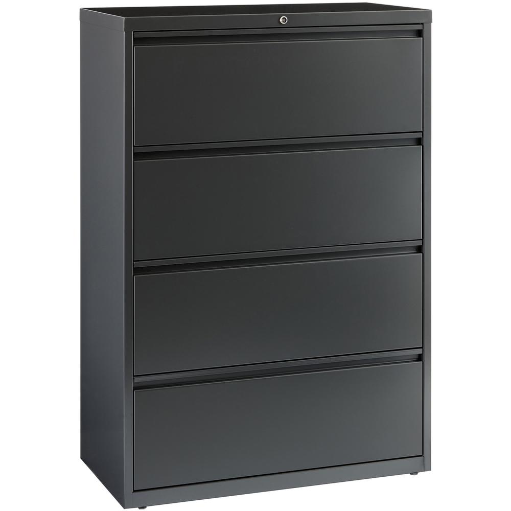 Lorell 4-Drawer Lateral File Cabinet - 36" x 18.6" x 52.5" - Legal, Letter, A4 - Rust Proof - Charcoal