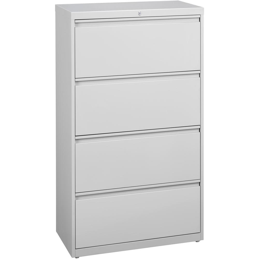 Lorell Lateral File - 4-Drawer - 36" x 18.6" x 52.5" - Legal, Letter, A4 - Light Gray
