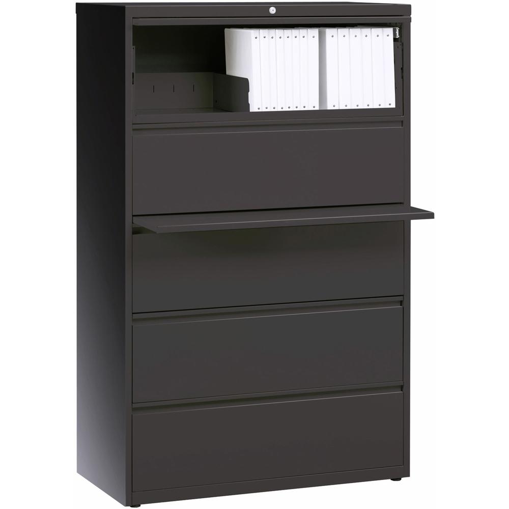 Lorell 5-Drawer Lateral File Cabinet - 36" x 18.6" x 67.7" - Legal, Letter, A4 - Rust Proof - Charcoal