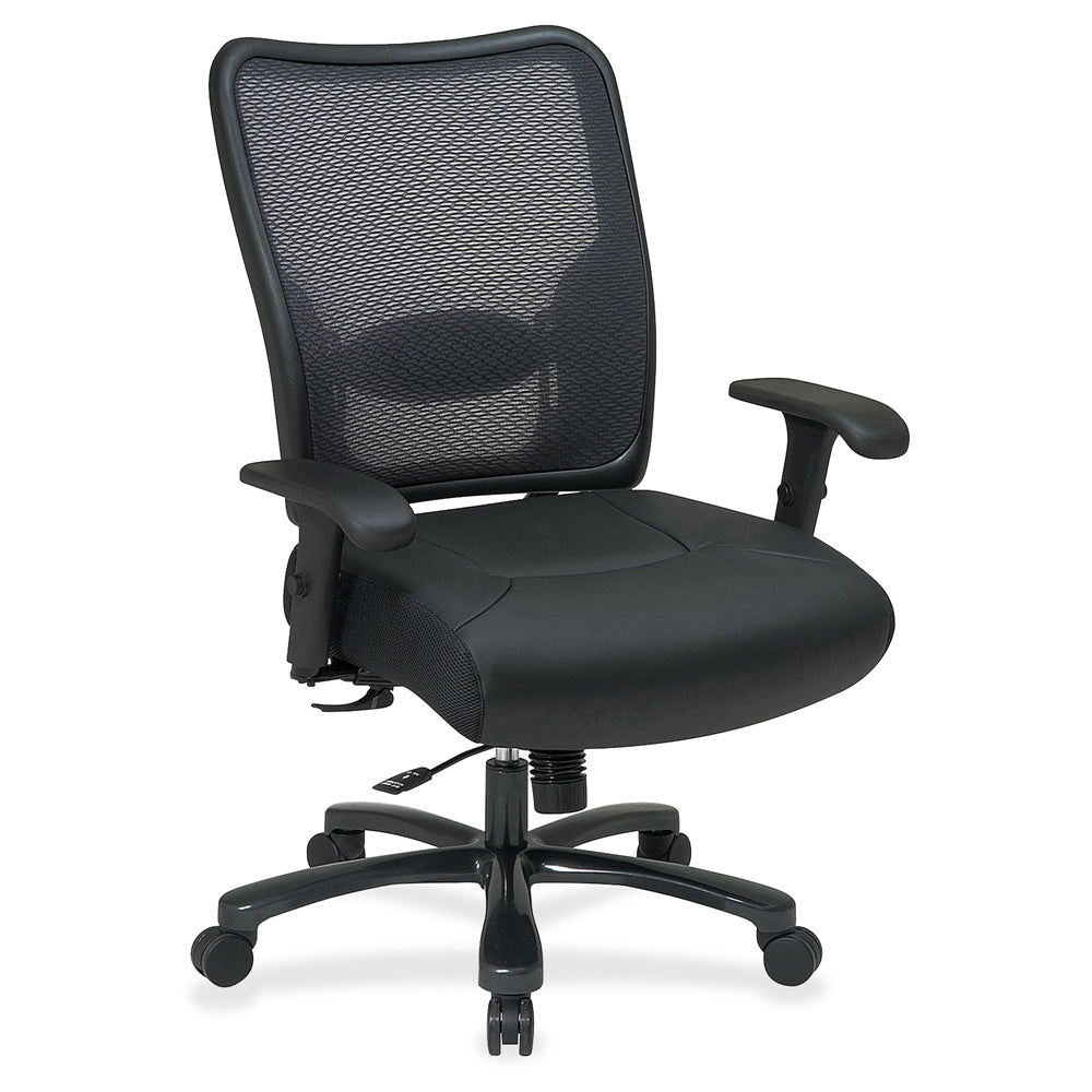 Image of Office Star Space Task Chair - Leather Seat - 5-Star Base - Black - 22" Seat Width X 21" Seat Depth - 30.3" Width X 28.8" Depth X 44.5" Height