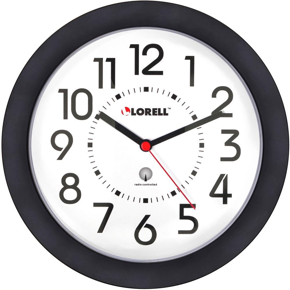 Lorell 9" Wall Clock - Analog - Quartz - White Dial - Black Case
