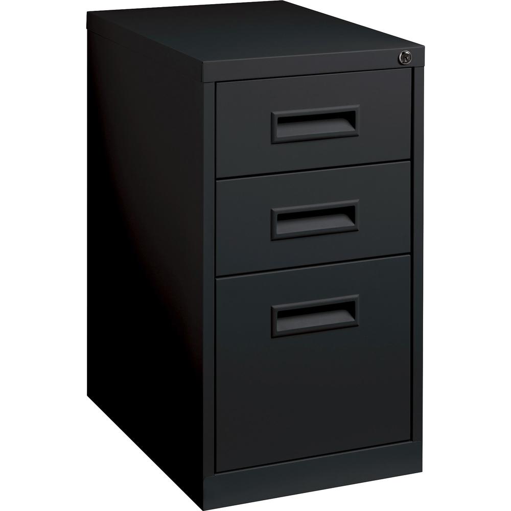 Lorell Mobile Pedestal Files - 3-Drawer - 15" x 22" x 27.8" - Letter Size - Black - Steel - Recycled