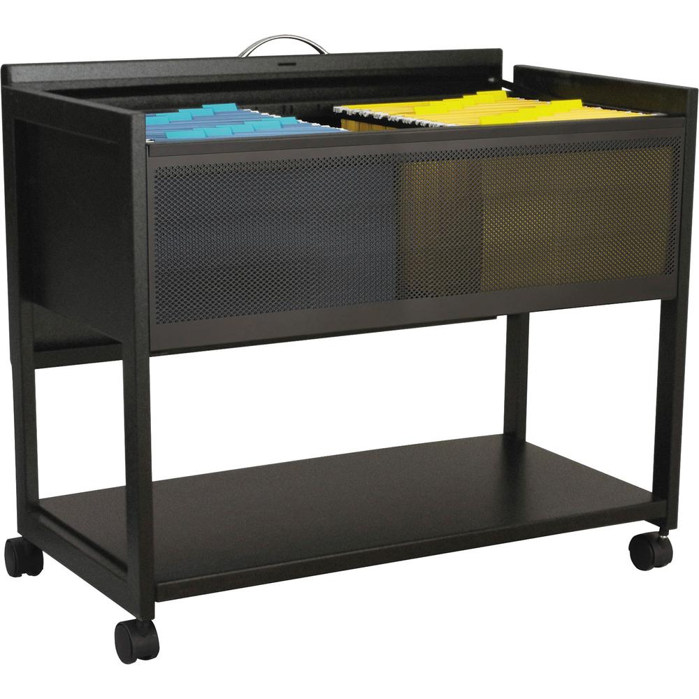 Image of Safco Top Locking Mesh Mobile Tub Files - 4 Casters - 2.50" Caster Size - Steel - X 33.3" Width X 17" Depth X 27" Height - Black - 1 Each