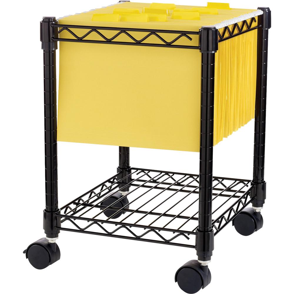 Lorell Mobile Wire Filing Cart - 4 Casters - 15.5" W x 14" D x 19.5" H - Metal Frame - Black