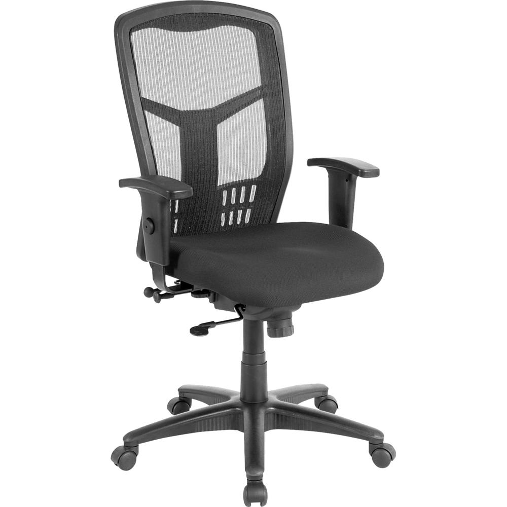Image of Lorell Executive High-Back Swivel Chair - Black Fabric Seat - Steel Frame - Black - 1 Each