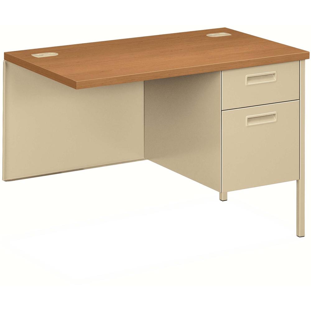 Image of Hon Metro Classic Return - 42" X 24" X 29.5" - 5 X File, Box Drawer(S) - Single Pedestal On Right Side - Square Edge - Material: Steel - Finish: Harvest Laminate, Putty