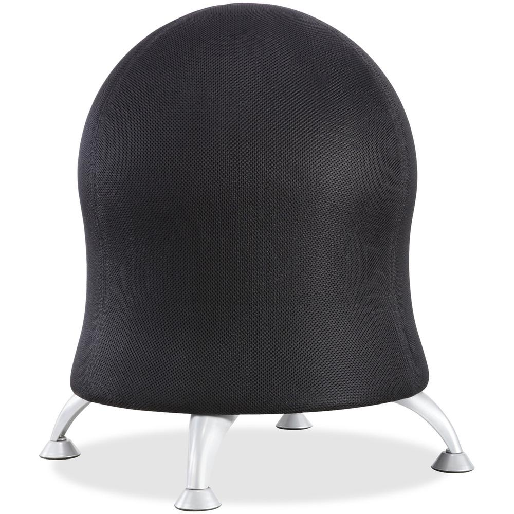 Safco Zenergy Ball Chair - Black - Polyester Seat - Four-legged Base - PVC, Polypropylene, Steel - 1 Each
