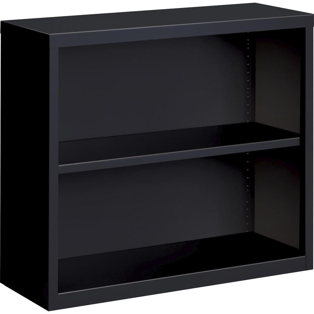 Lorell Fortress Bookcase - 34.5" x 13" x 30" - 2 Shelves - Black - Powder Coated Steel - Recycled