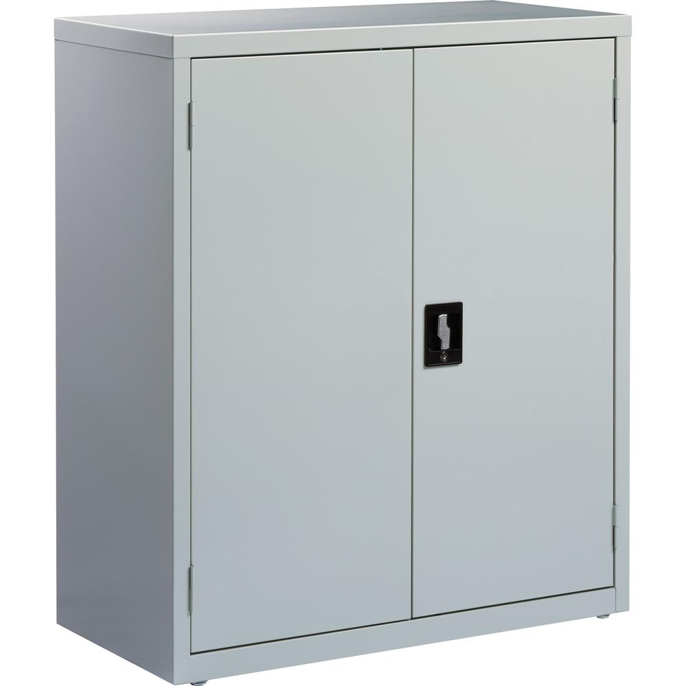 Lorell Fortress Series Storage Cabinets - 18" x 36" x 42" - 3 x Shelves - Recessed Locking Handle, Hinged Door - Light Gray - Powder Coated Steel - Recycled