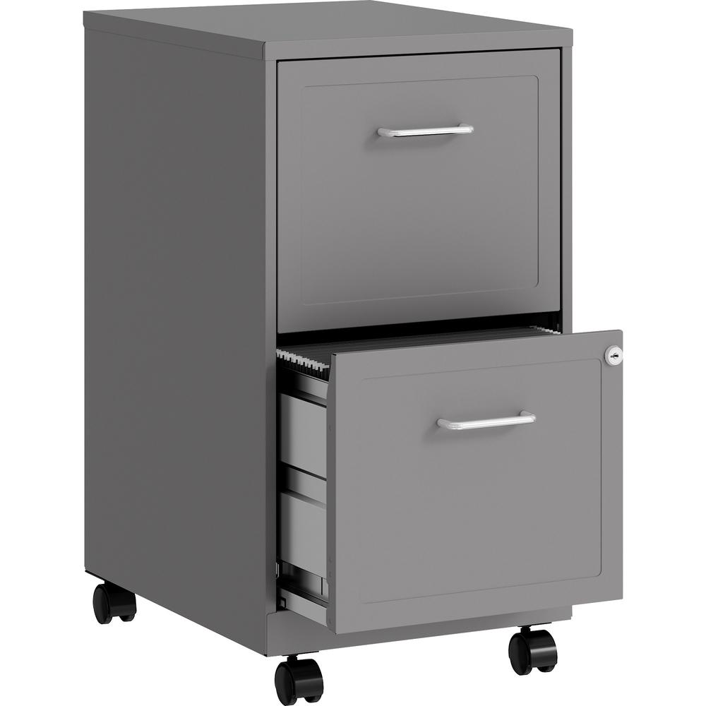 Lorell SOHO 18" 2-Drawer Mobile File Cabinet - Gray, Locking Drawer, Pull Handle
