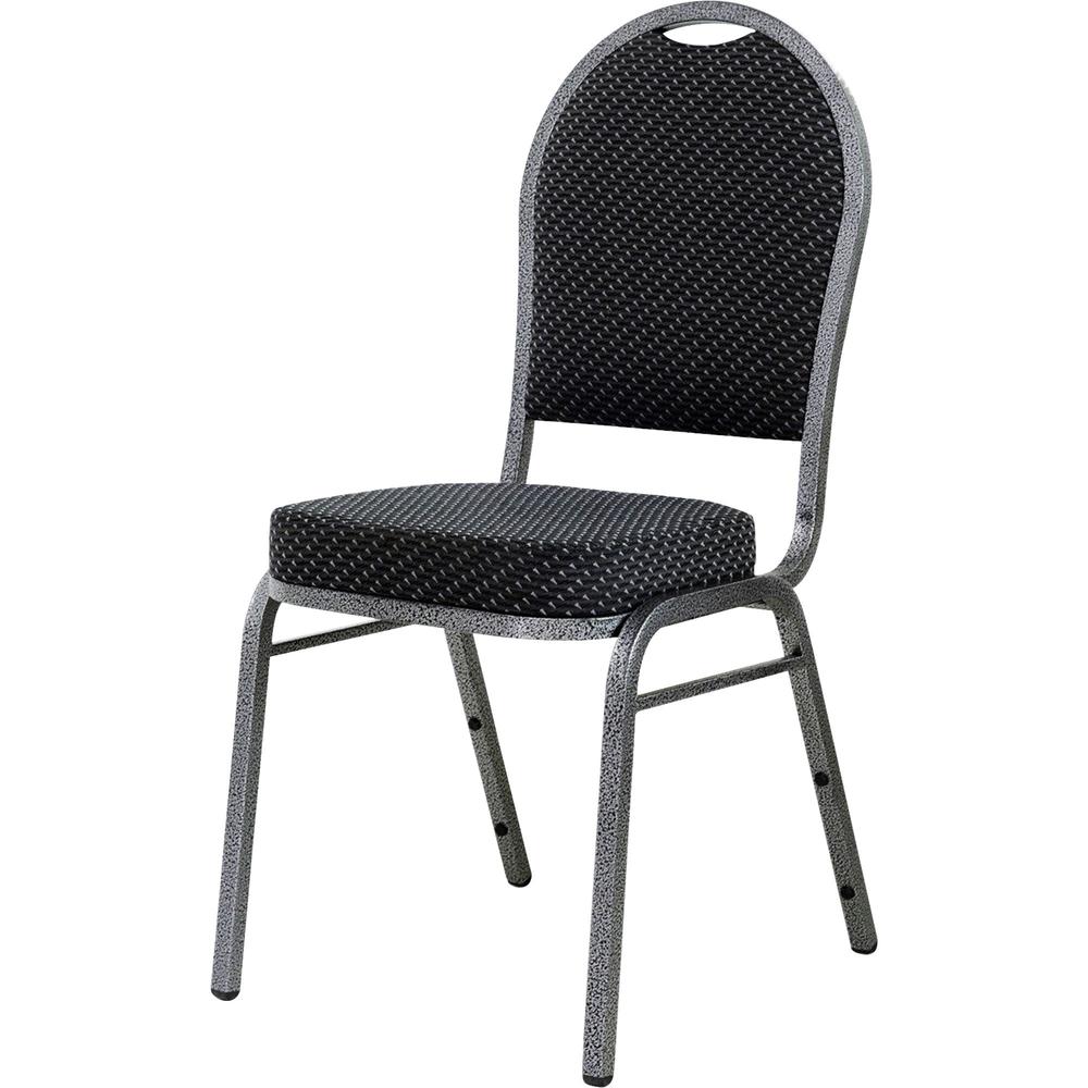 Lorell Gray Upholstered Stacking Chairs - Textured Fabric - Steel Frame - 4 / Carton
