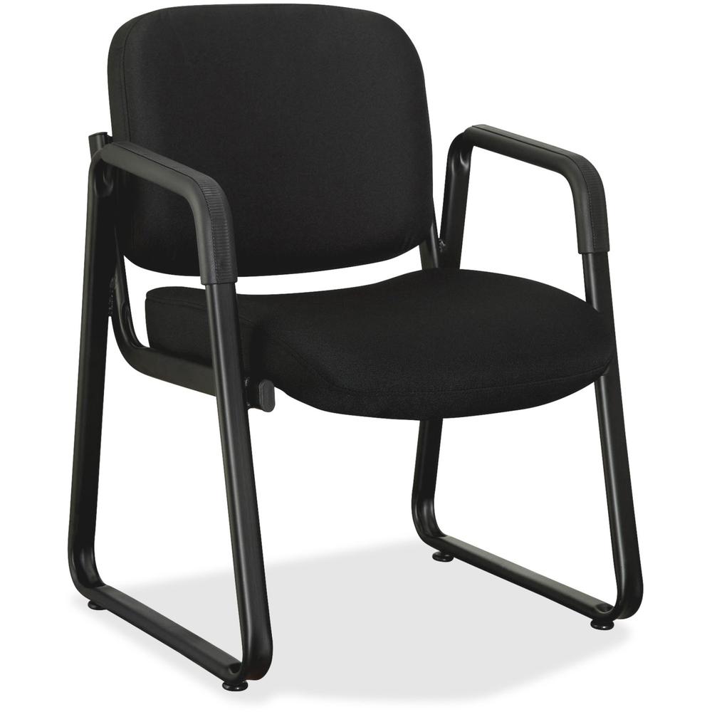 Lorell Black Fabric Guest Chair - Metal Frame - Sled Base - 1 Each