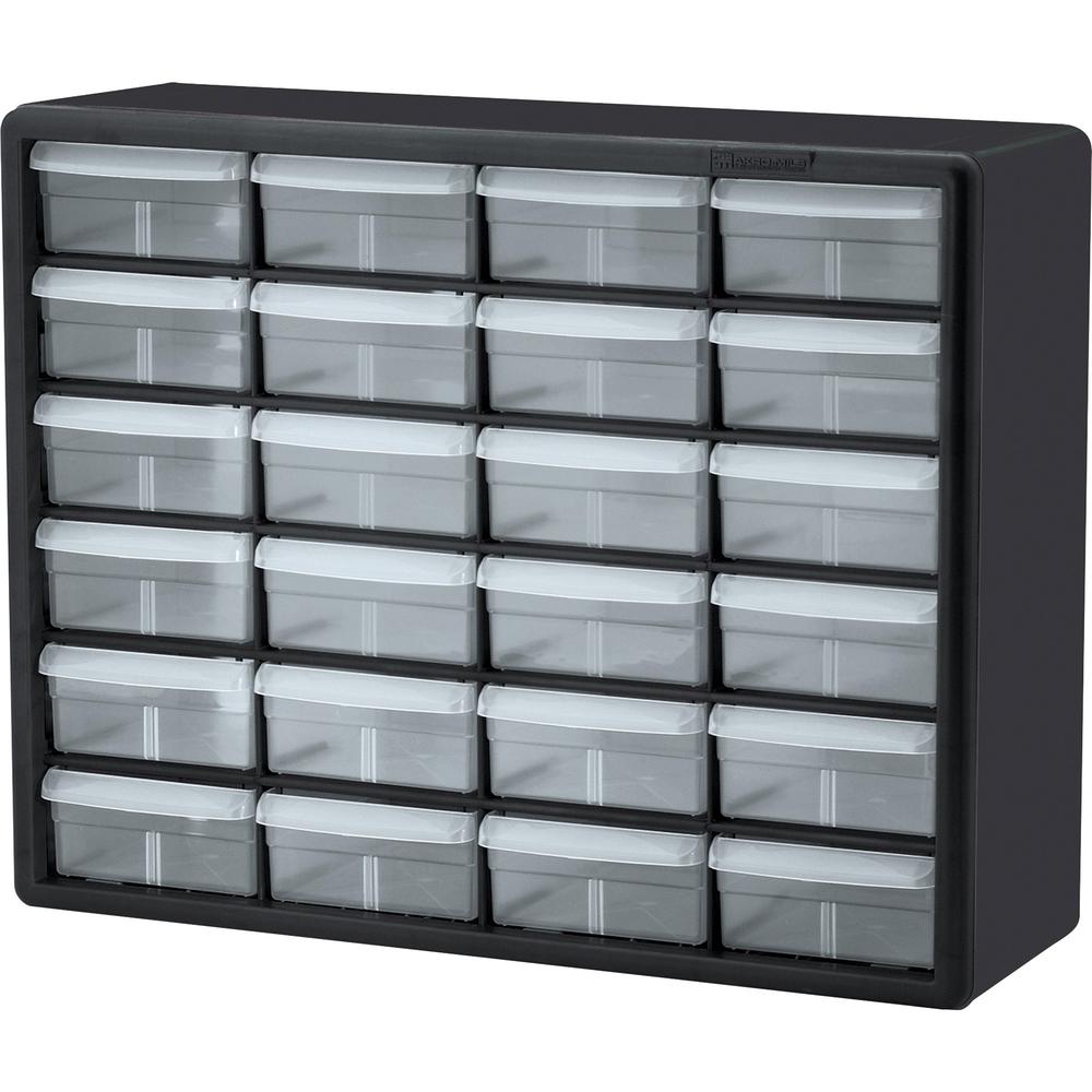 Akro-Mils 24-Drawer Plastic Storage Cabinet - Stackable, Unbreakable - Black