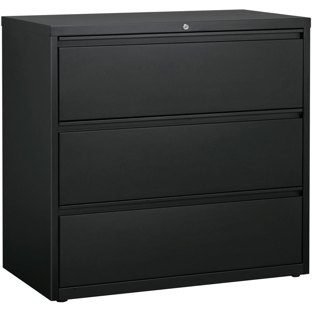 Lorell Charcoal Lateral File Drawer - 42" x 18.8" x 40.1" - 3 Drawers - A4, Legal, Letter - Anti-tip, Security Lock