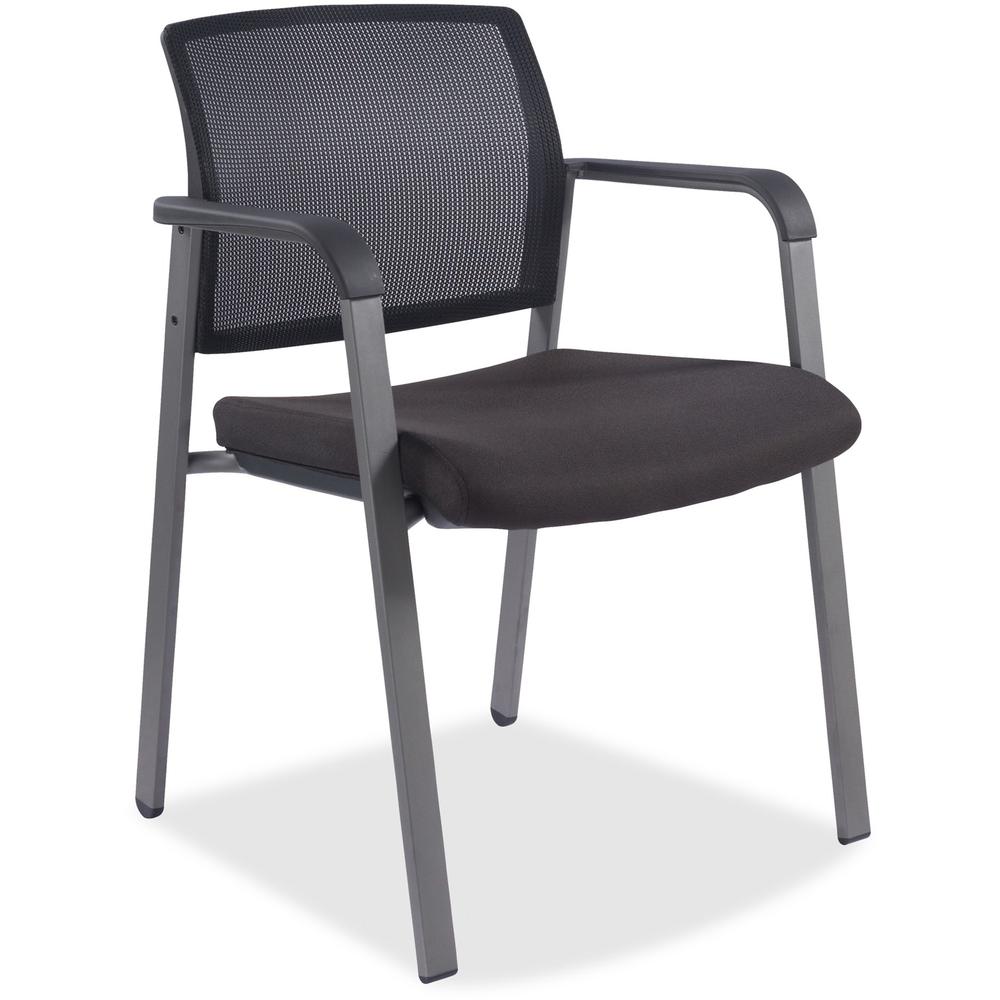 Lorell Guest Chair - Black Fabric, Plastic Seat and Back - 1 Each