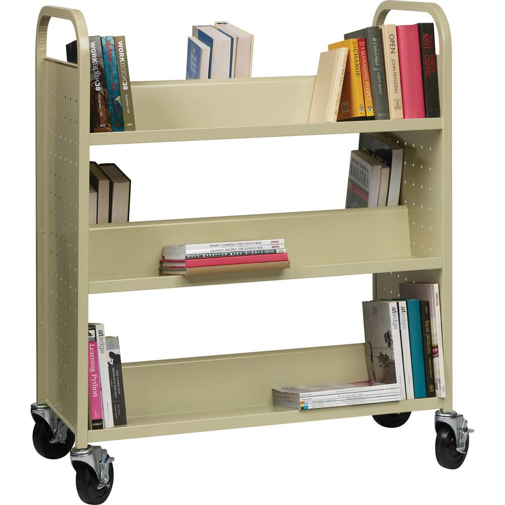 Lorell Double-sided Book Cart - 6 Shelf - 200 lb Capacity - Steel - 36" W x 19" D x 46" H - Putty