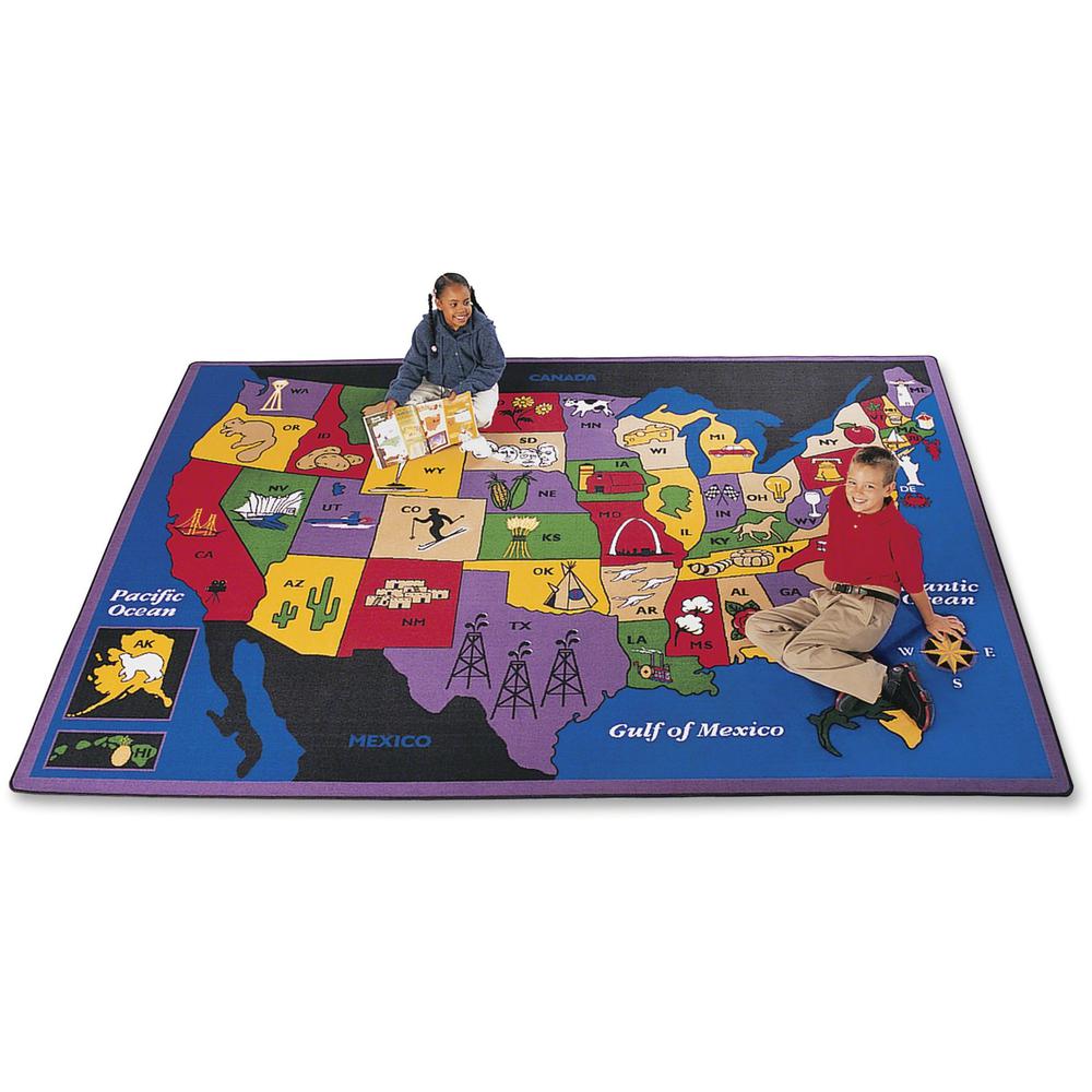 This is the image of Carpets for Kids Discover America U.S. Map Area Rug - 53.04" x 69.96" - Rectangle