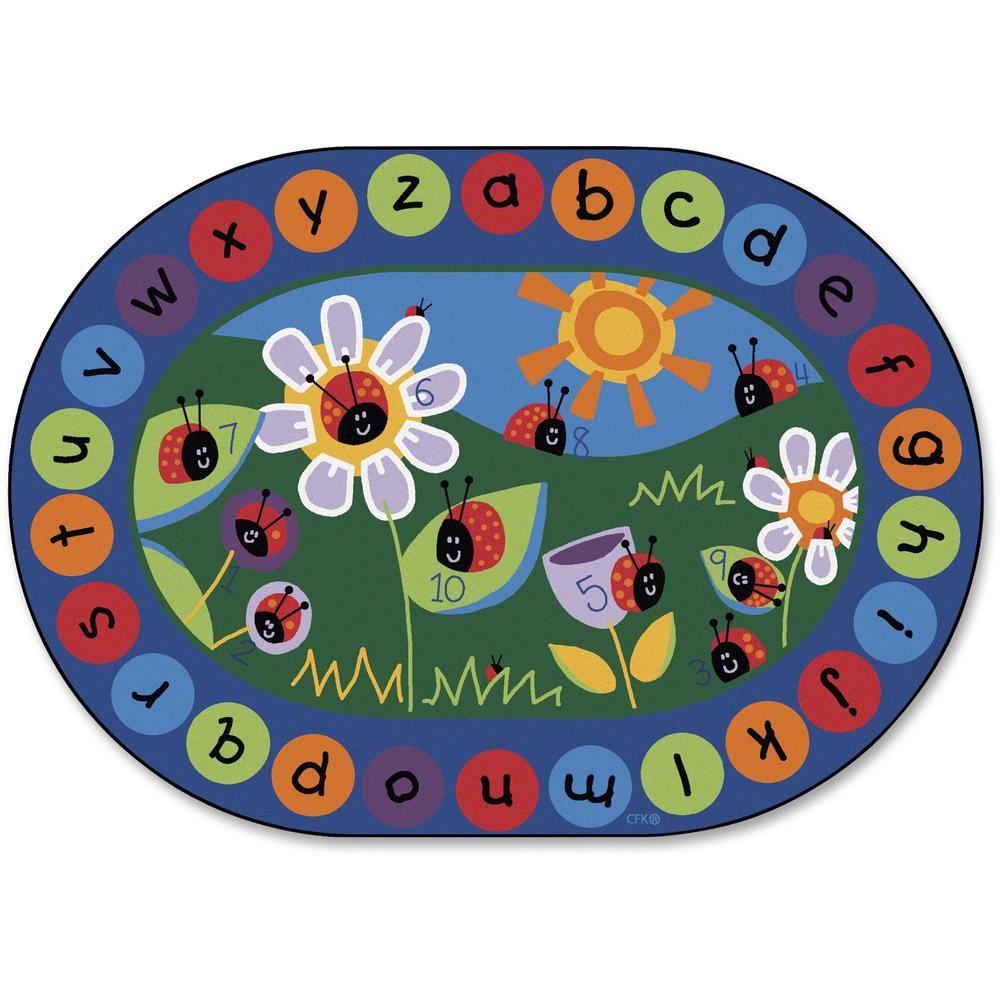 This is the image of Carpets for Kids Ladybug Circletime Rug - Oval - 99" Length x 11.67 ft Width