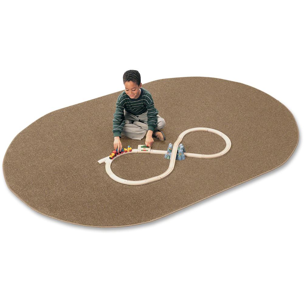 This is the image of Carpets for Kids Mt. St. Helens Carpet Rug - 108" x 72" - Oval - Tan - Nylon