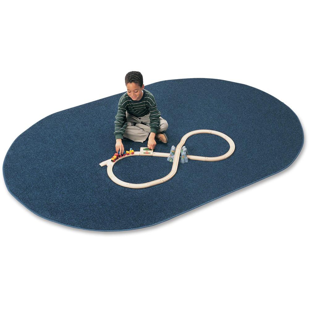 This is the image of Carpets for Kids Mt. St. Helens Carpet Rug - 108" x 72" - Oval - Navy - Nylon