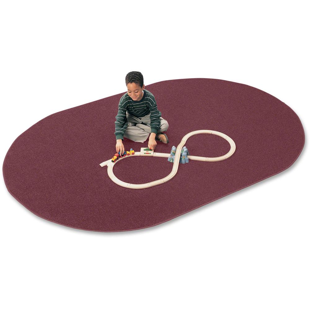This is the image of Carpets for Kids Mt. St. Helens Carpet Rug - 108" x 72" - Oval - Cranberry - Nylon