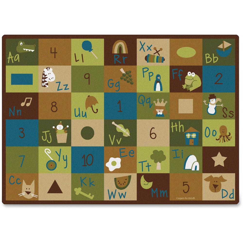 This is the image of Carpets for Kids Learning Blocks Nature Design Rug - 70" x 53" - Rectangle