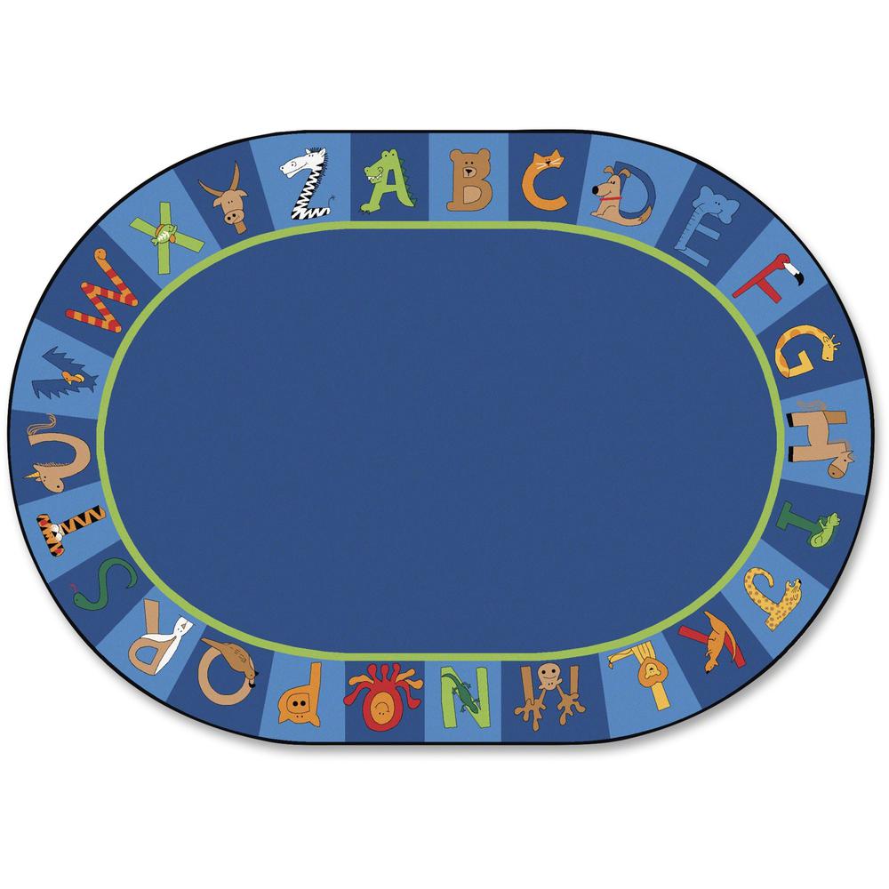 This is the image of Carpets for Kids A to Z Animals Oval Area Rug - 11.67 ft Length x 99" Width