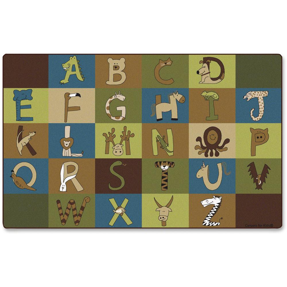 This is the image of Carpets for Kids A-Z Animals Nature 12' Area Rug - 12 ft Length x 90" Width - Rectangle