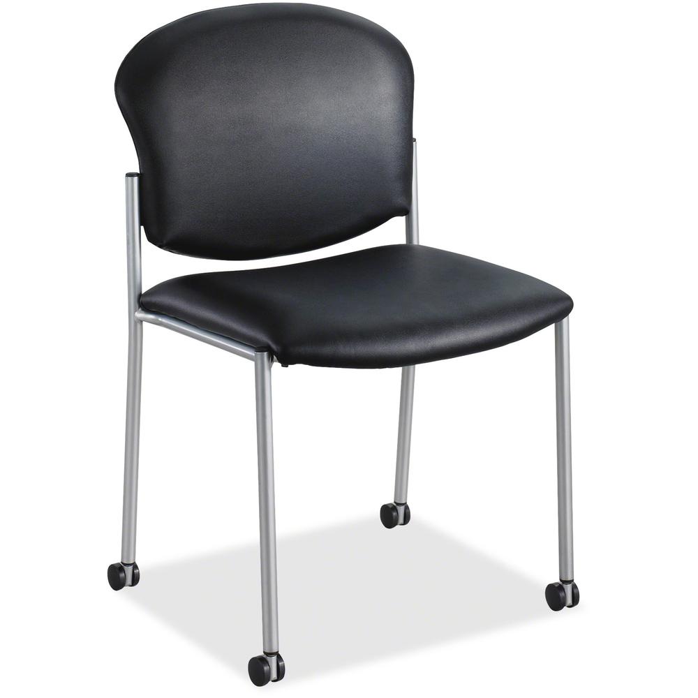 Safco Black Vinyl Diaz Guest Chair - Steel Frame - Rubber Base - 19" Seat Width - 18" Seat Depth - 33.5" Height