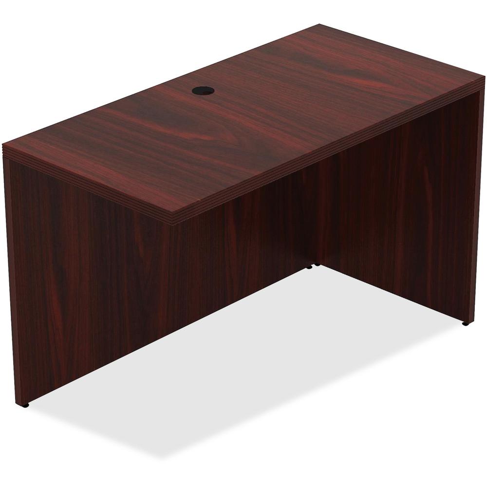 This is the image of Lorell Chateau Series Mahogany Laminate Desking Return - 47.3" x 23.6"30" Desk - Reeded Edge - Material: P2 Particleboard - Finish: Mahogany Laminate
