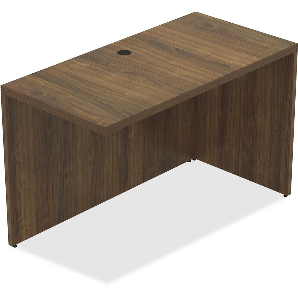 This is the image of Lorell Chateau Series Walnut Laminate Desking Return - 47.3" x 23.6"30" Desk - Reeded Edge - P2 Particleboard - Walnut Laminate Finish