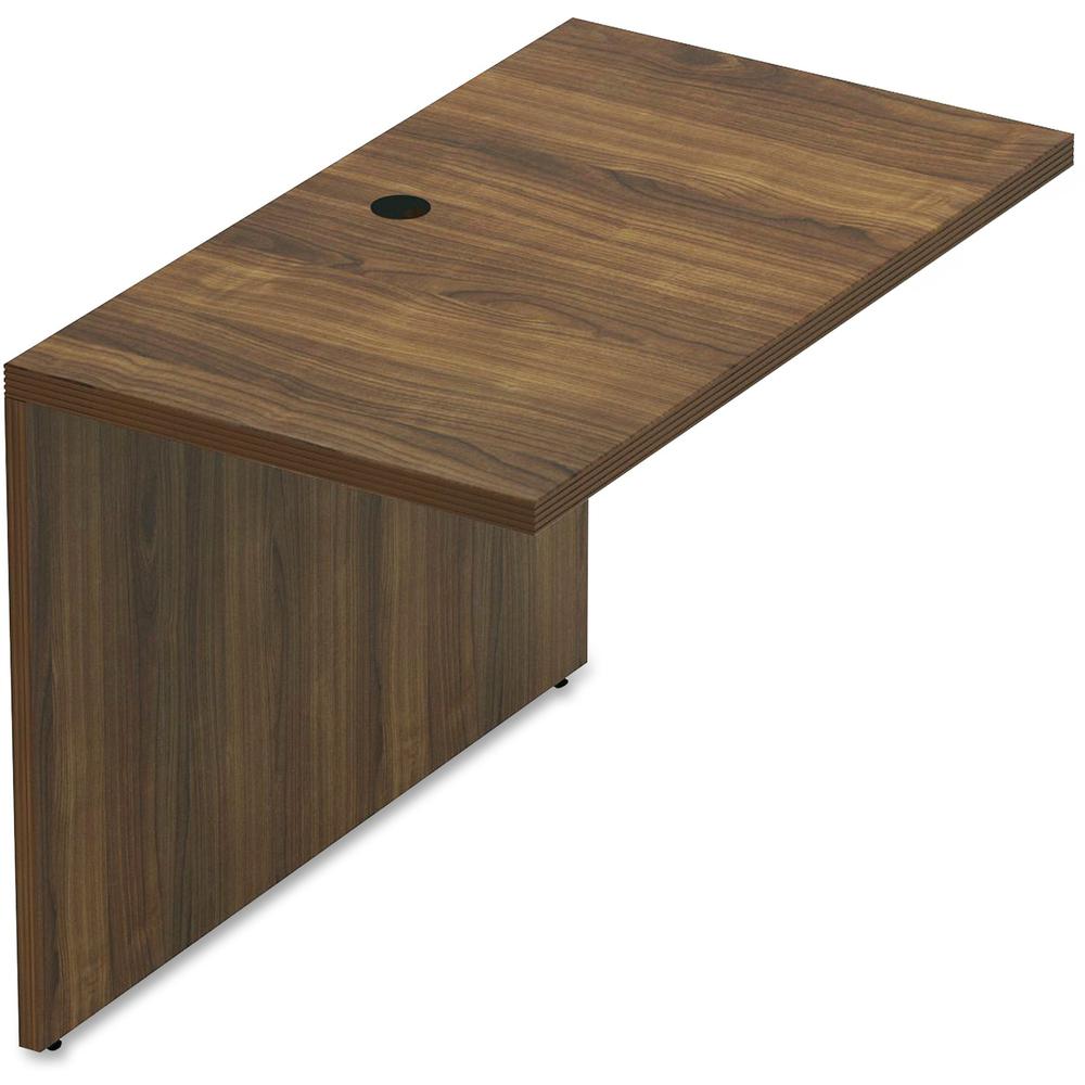 This is the image of Lorell Chateau Series Walnut Laminate Desking - 41.4" x 23.6"30" Bridge - Reeded Edge - P2 Particleboard - Walnut Laminate Finish