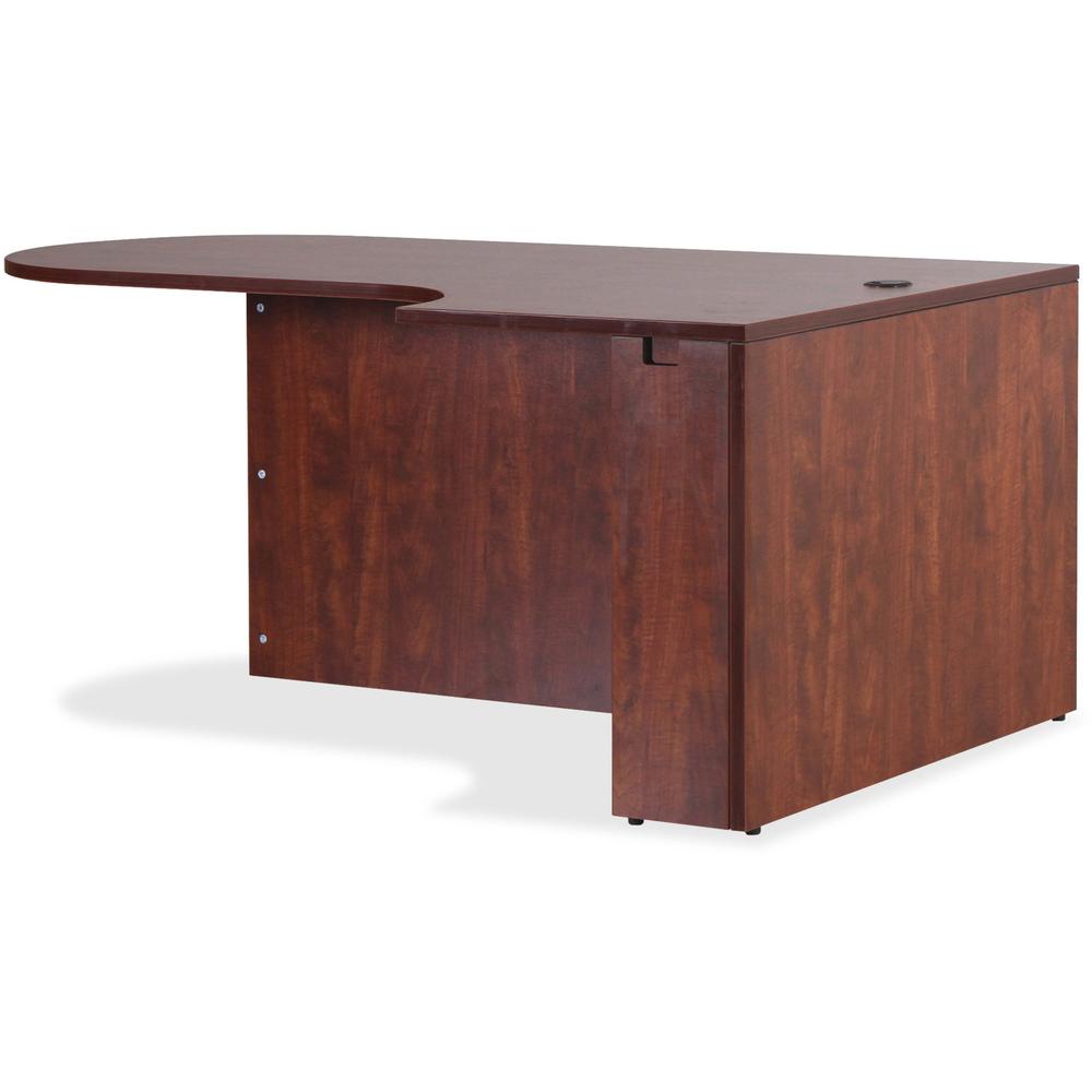 This is the image of Lorell Essentials Right Peninsula Desk - 1" Top, 70.9" x 41.4" x 29.5" - Cherry Laminate Finish