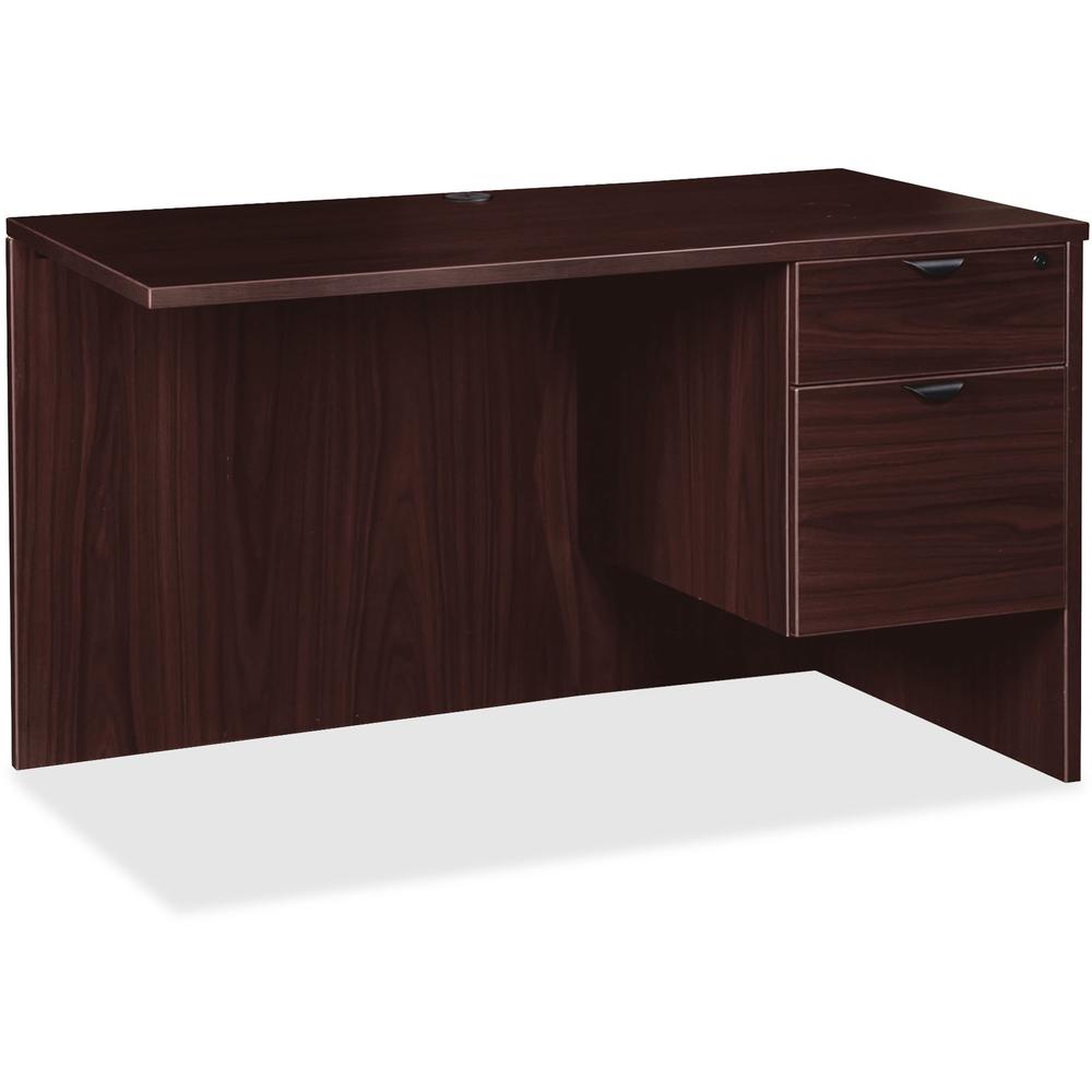 This is the image of Lorell Prominence 2.0 Espresso Laminate Box/File Right Return - 2-Drawer - 42" x 24" x 29" - 1" Top - 2 x File, Box Drawer(s) - Single Pedestal on Right Side - Band Edge - Material: Particleboard - Finish: Espresso
