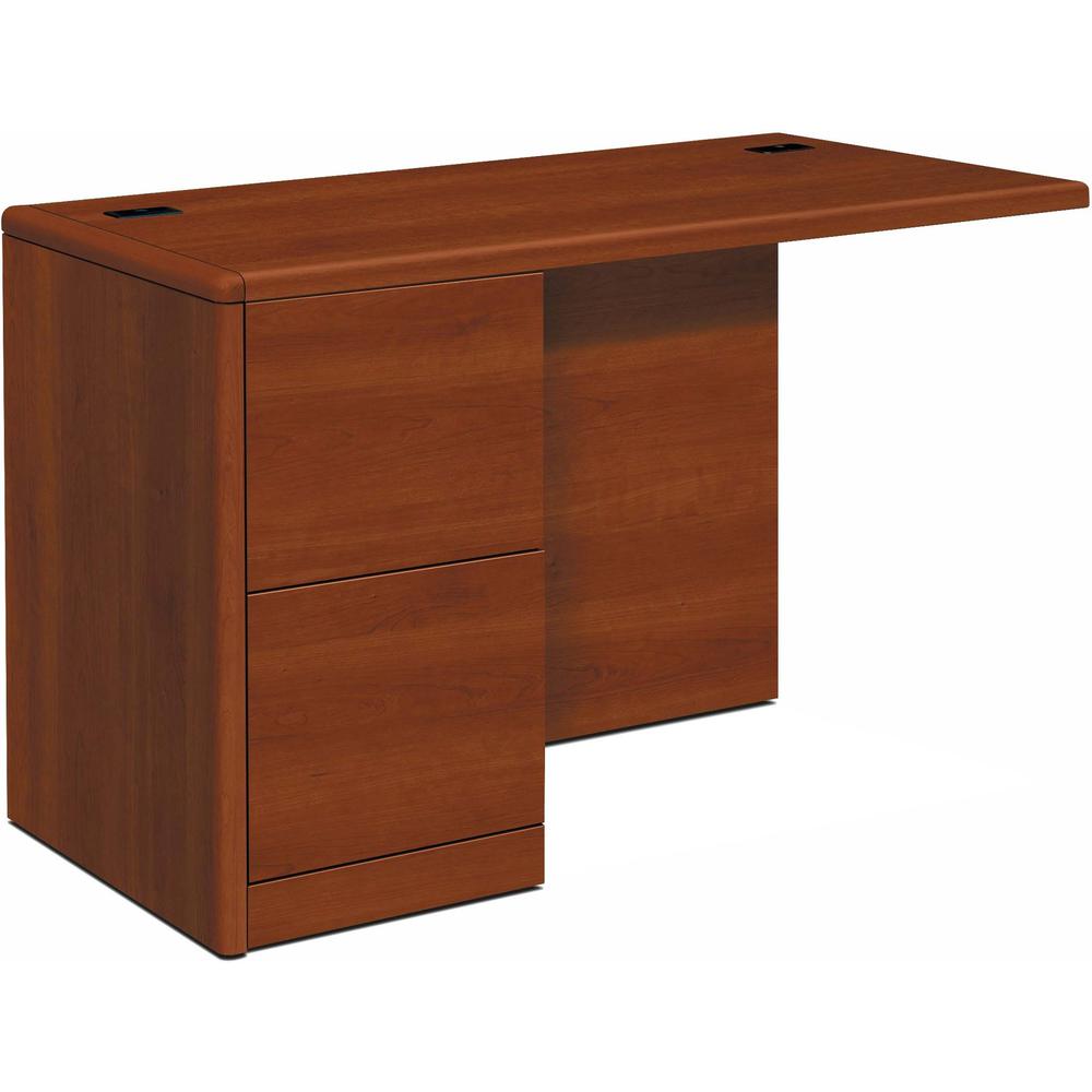 This is the image of HON 10700 H10712L Return - 48" x 24" x 29.5" - 2 File Drawers - Left Side - Waterfall Edge - Finish: Cognac