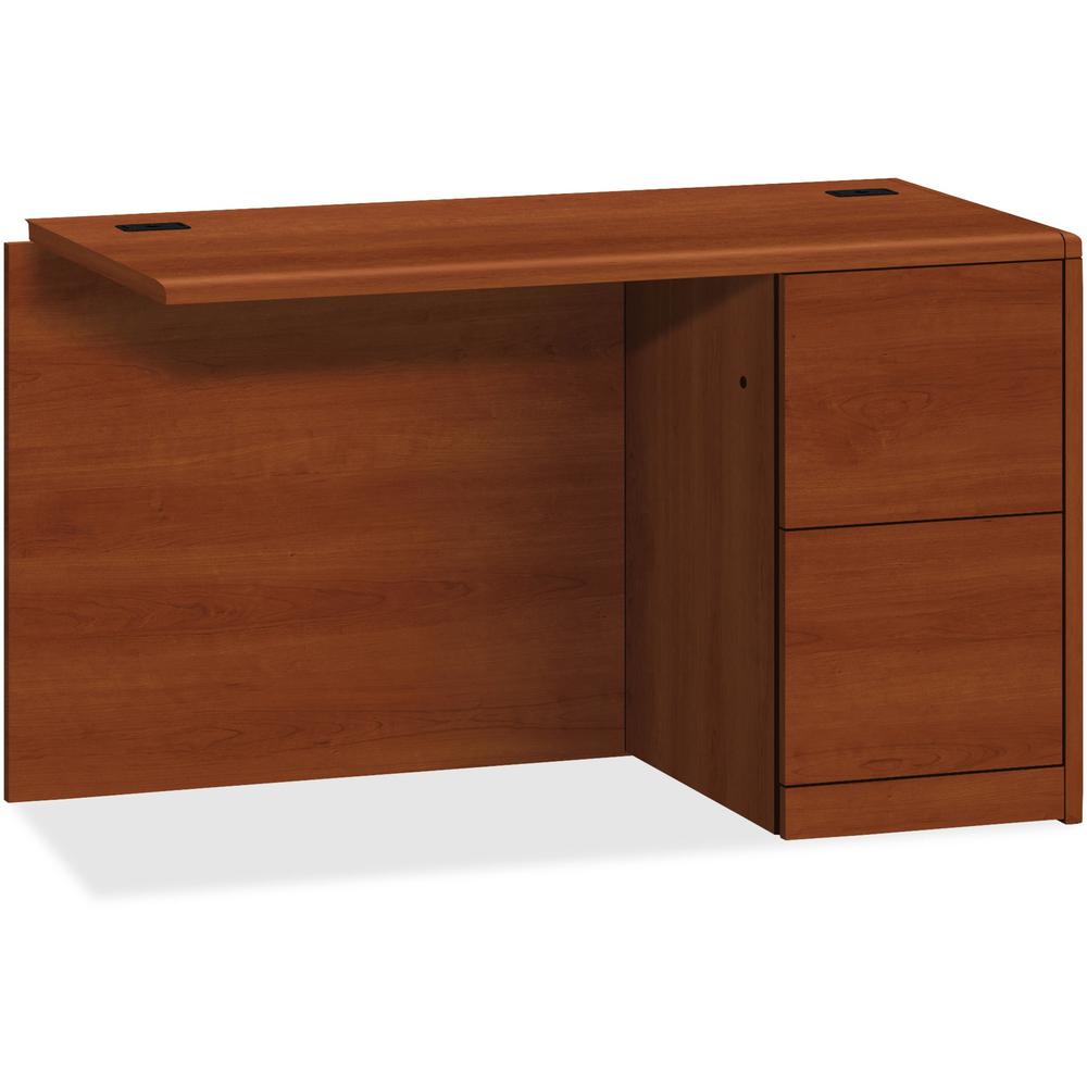 This is the image of HON 10700 H10711R Return - 48" x 24" x 29.5" - 2 File Drawers - Right Side - Waterfall Edge - Finish: Cognac