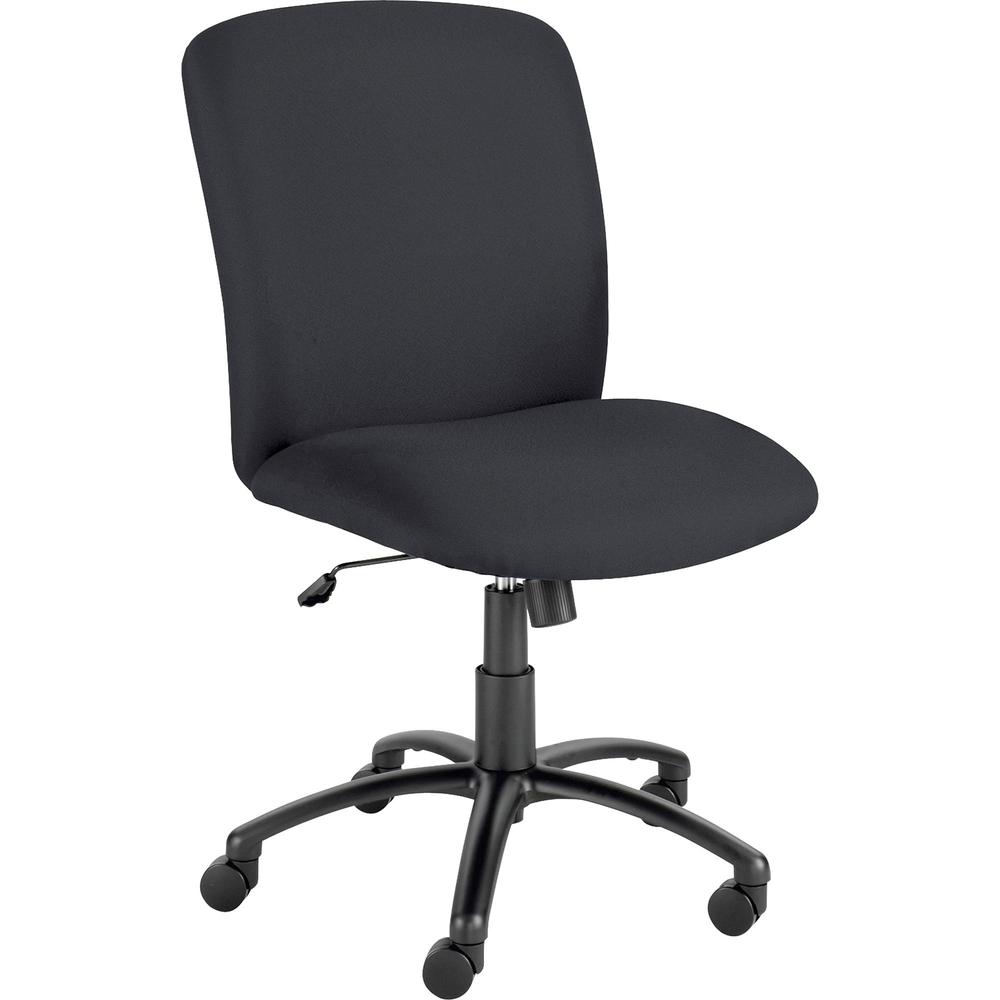 Image of Safco Big & Tall Executive High-Back Chair - Black Foam, Polyester Seat - Polyester Back - Black Steel Frame - 5-Star Base - Black - 1 Each