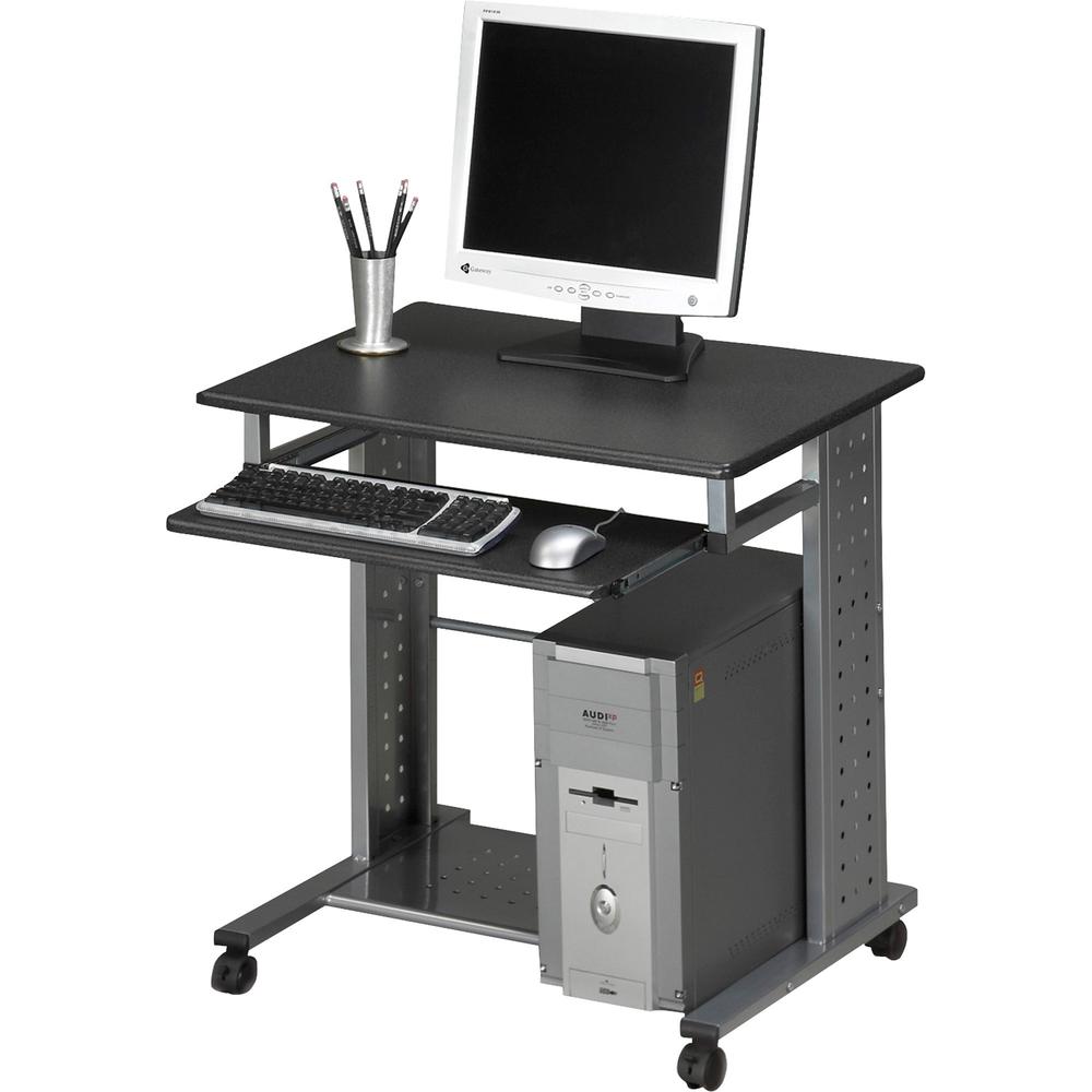 Image of Mayline Mobile Workstation - Rectangle Top - 29.75" Height X 29.75" Width X 23.50" Depth - Assembly Required - Charcoal Black - Steel
