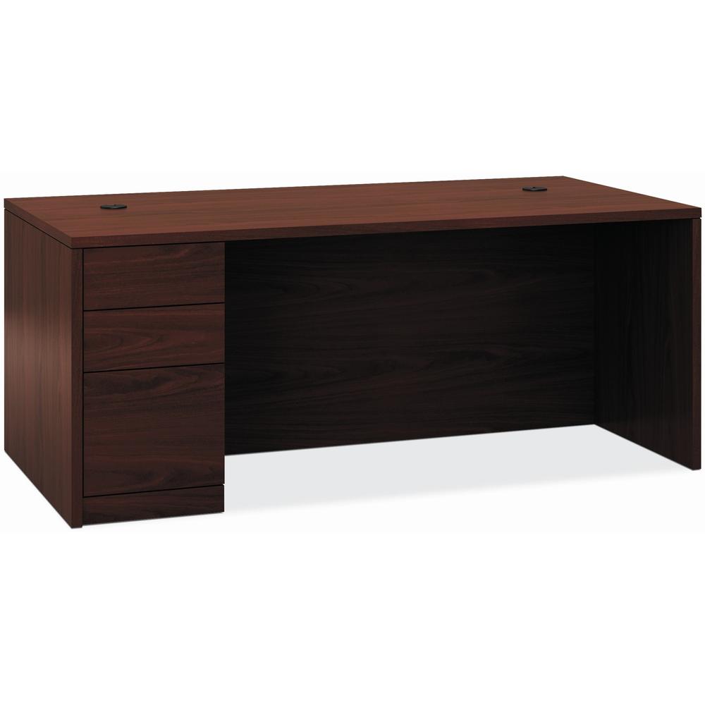 Image of Hon 10500 H105896L Pedestal Desk - 72" X 36" X 29.5" - 3 X Box, File Drawer(S)Left Side - Flat Edge - Finish: Mahogany