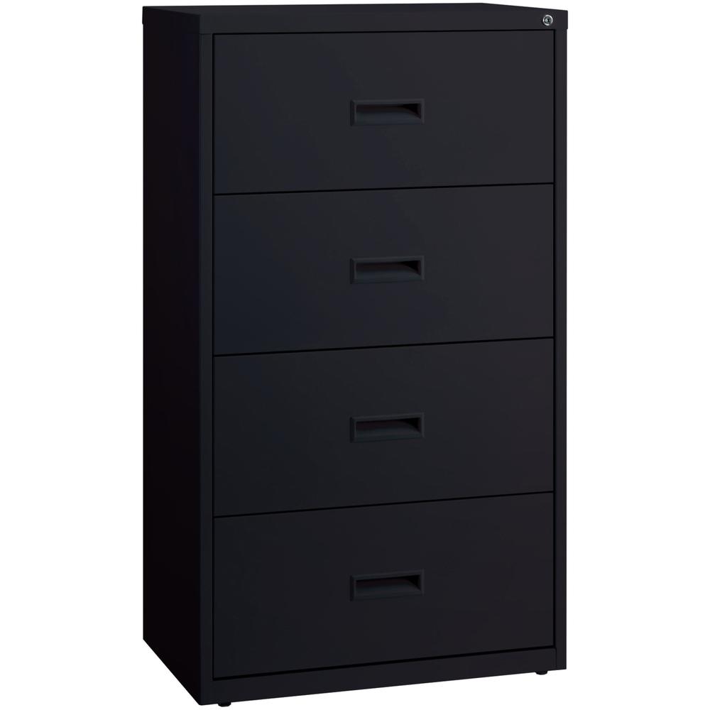 Lorell Lateral File - 4-Drawer - 30" x 18.6" x 52.5" - Black - Steel